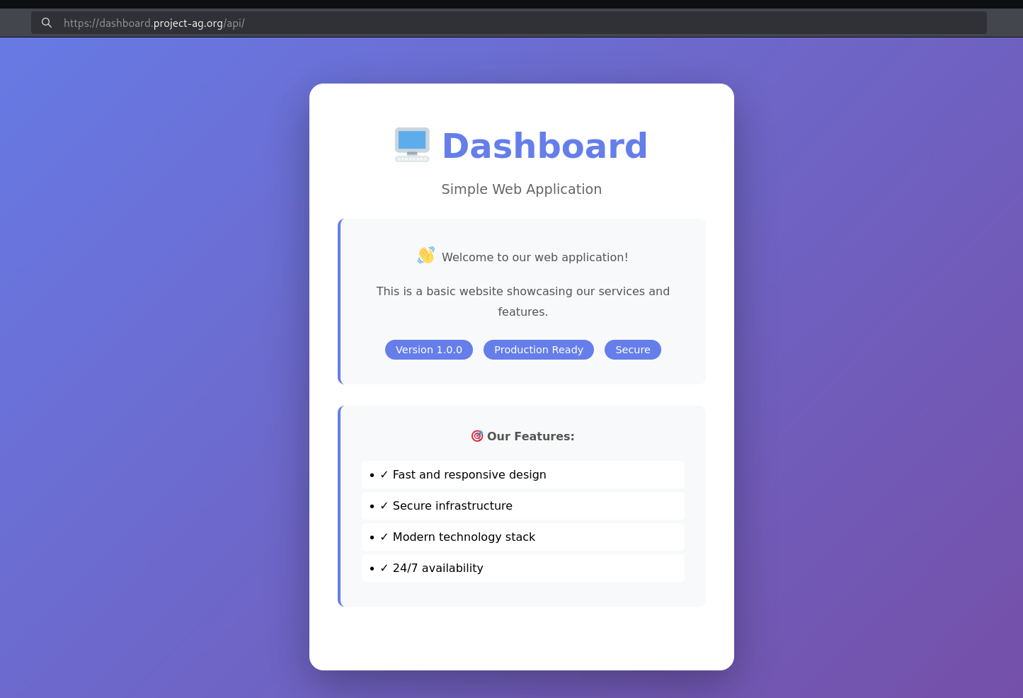 Dashboard Home Page
