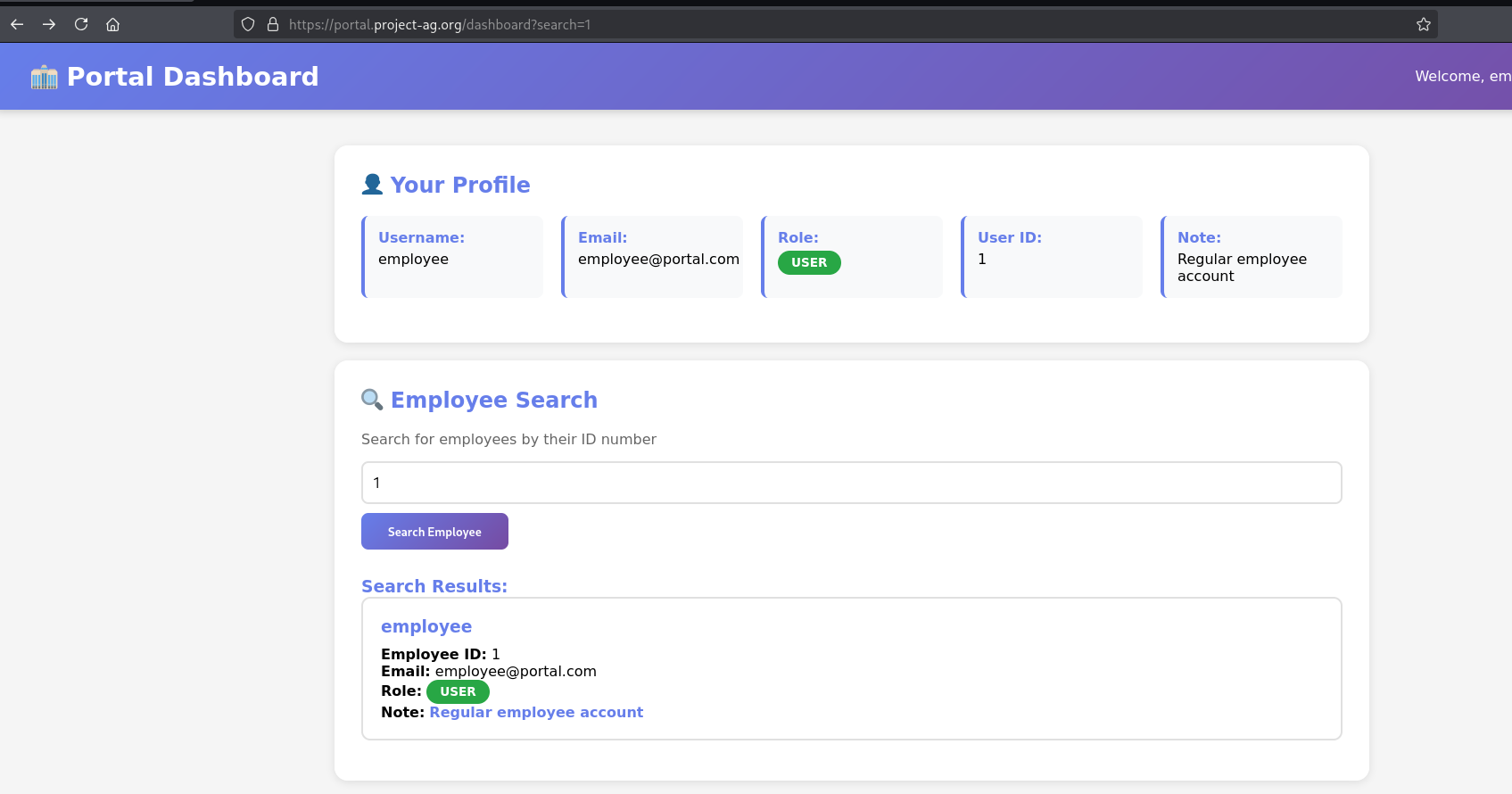 Portal Employee search