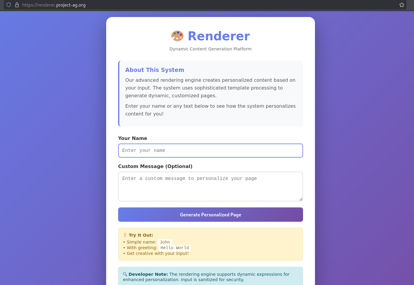 Renderer Home Page
