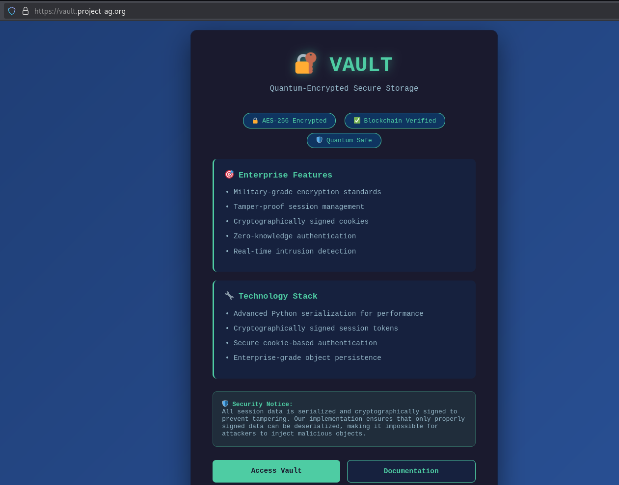 Vault Home Page