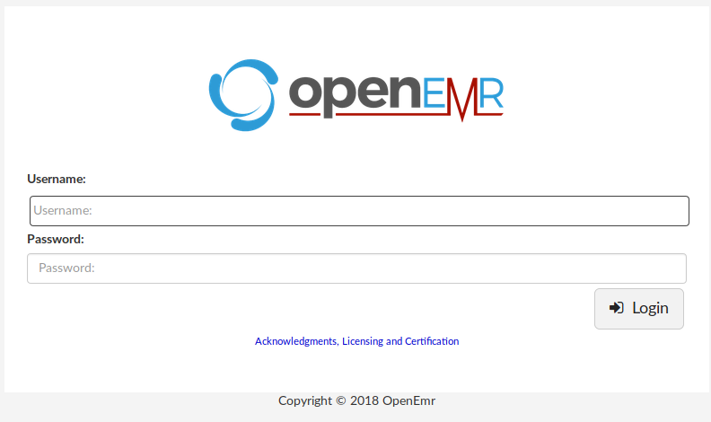 OpenEMR Login page