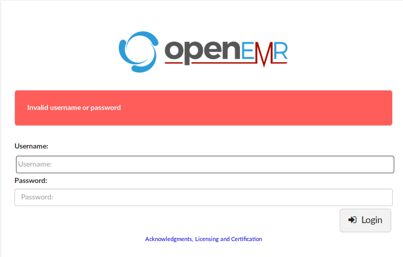 Error Loging OpenEMR
