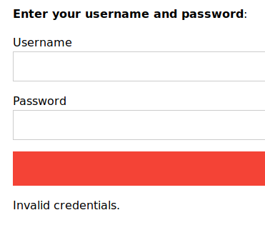 invalid creds